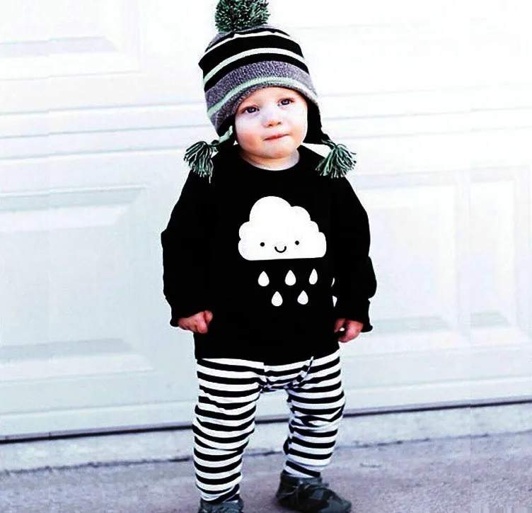 Sweater Baby Fashion Baby Boys Girls Kitted Autumn Winter Clothes Cloud Rain Black Sweaters Fashion Baby Children Clothes