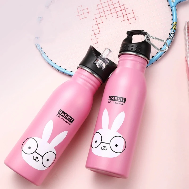 500ml Children Stainless Steel Sports Water Bottles Portable Outdoor Cycling Camping Bicycle Bike Kettle