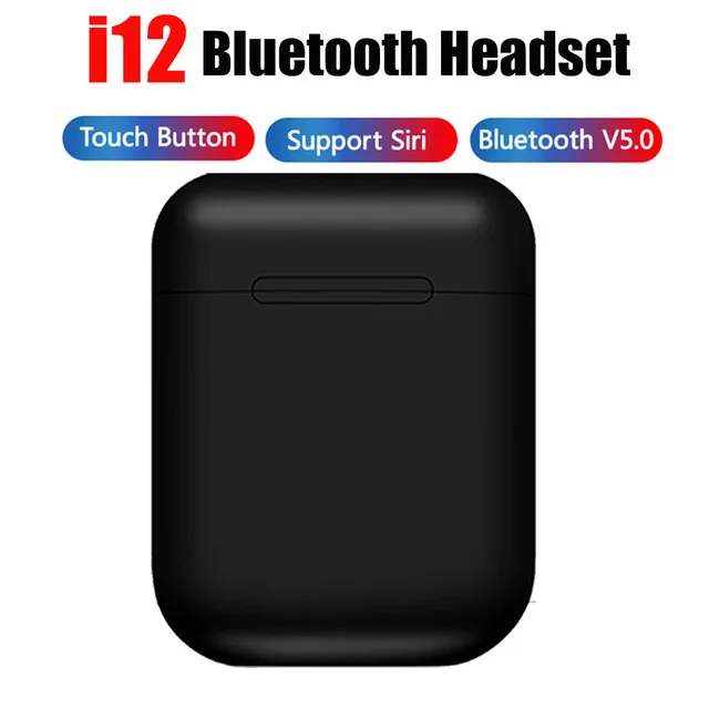 Беспроводные наушники I12 tws v5.0 Bluetooth наушники сенсорная Спортивная гарнитура Мини i12tws наушники для смартфонов PK i7S i11 i88 - Цвет: Black