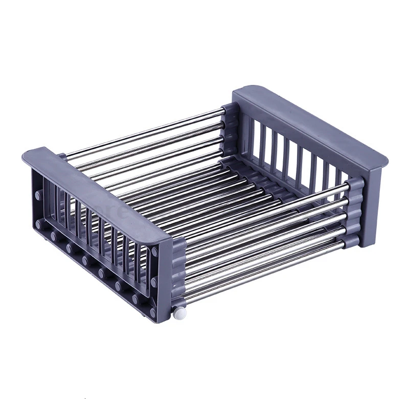 Kitchen Racks Without Holes Stainless Steel Sink Telescopic Basket Dish Dishes Bowl Chopsticks Drain Rack kitchen organizer