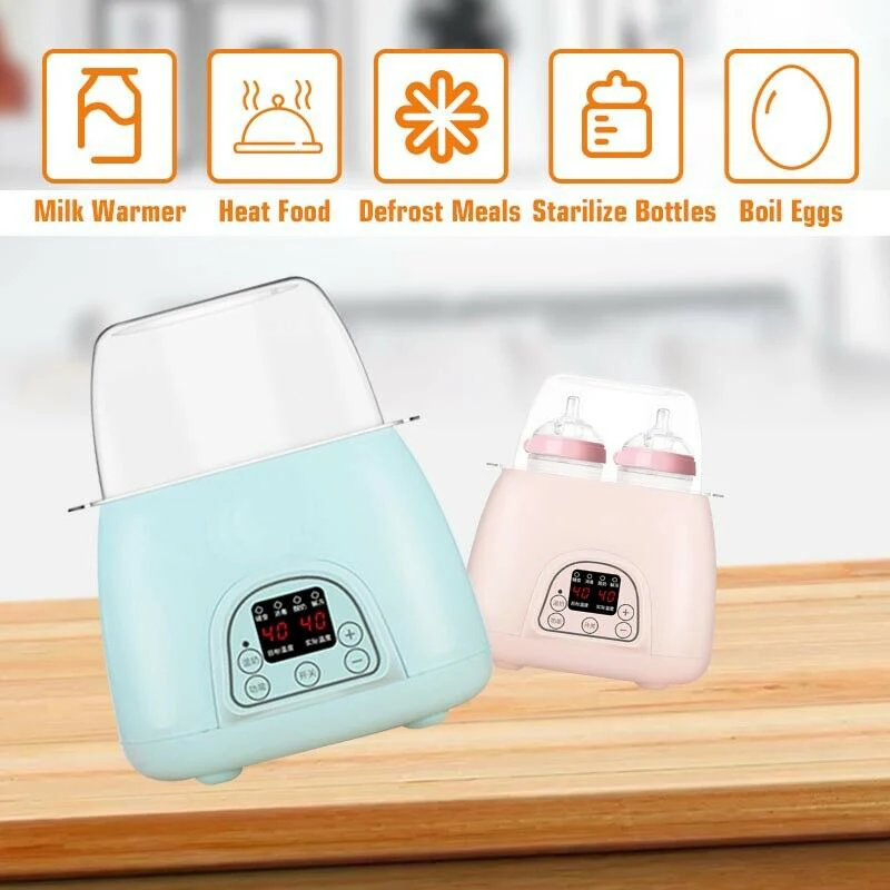 6 in 1 Double Steam Baby Feeding Insulated Bottle Milk Warmer Children with Timer US Plug