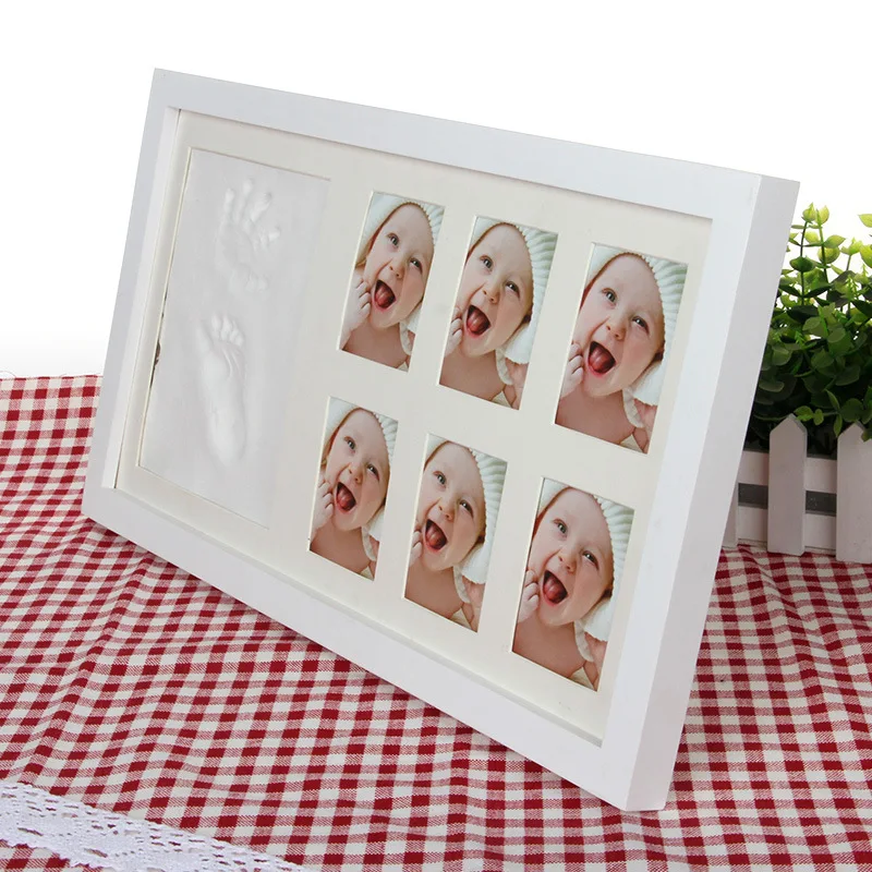 

New Style Happy Home Baby Hand And Foot Prints And Feet Inkpad Frame Set Baptism a Year of Age Anniversary