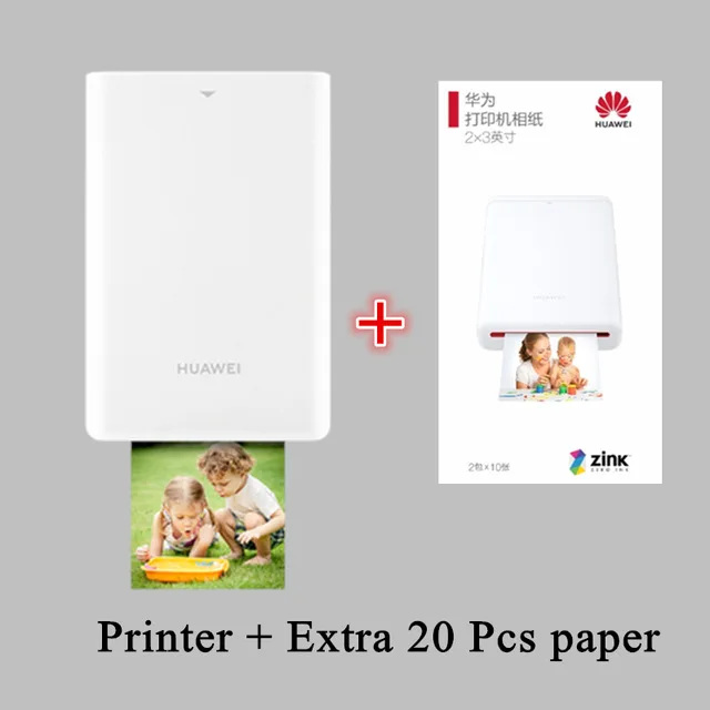 huawei мини-фотопринтер AR принтер Zink портативный карманный принтер Bluetooth 4,1 300 точек/дюйм поддержка DIY Share 500 мАч CV80 - Цвет: Printer n Paper 20Ps