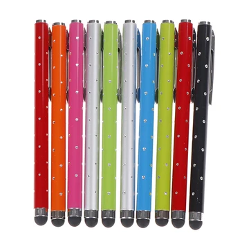 

2PCS/lot Random Color Rhinestone Capacitive Touch Microfiber Stylus Pen Touch for Pad for Phone 110mm