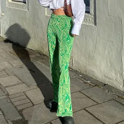 Pantalones con microsolapa y estampado de ondulación para mujer, moda urbana, novedad de 2021
