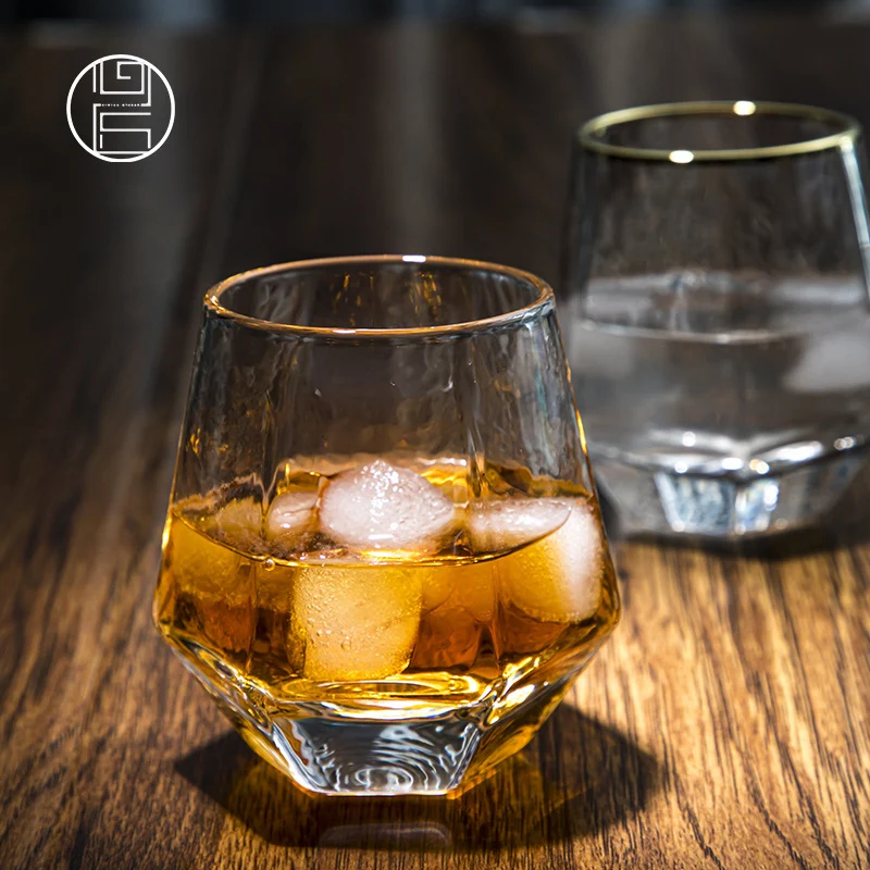 

Nordic Light Extravagant Hexagonal Glass Cup Home Diamond Glass Water Glass Whiskey Glass Geometric Ins 298ML
