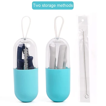 

Straw Cleaning Brush Portable Reusable Silicone Folding Environmentally Friendly FDA Certified Tableware Accessories 2020