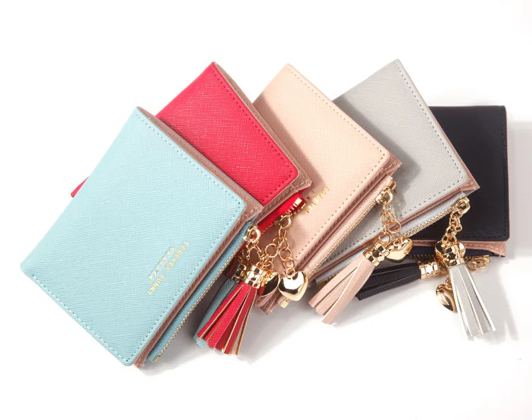 Tassel Women Wallet Small Cute Wallet Women Short Leather Women Wallets Zipper Purses Female Purse Clutch