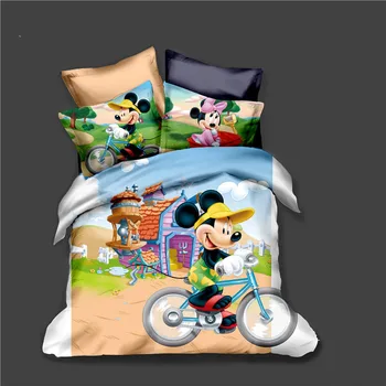 

Disney pattern 3D duvet covers for Boys bedding set Mickey mouse Bed linens Twin size Kids Baby pillow case Twin Queen Cal King