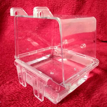 

Bird Bathroom Feed Box Transparent Acrylic Parrot Parakeet Lovebird Bathtub Pet Cage Bowl Hangable Birds Bathe Tub