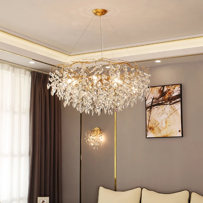 D42cm Modern K9 Clear Crystal Chandelier Lamps Restaurant Light Bedroom Lighting 