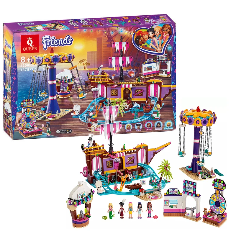 

New Friends Set Amusement Park Fit for Legoinglys Friends Model Building Block Bricks Toys For Girl 41375 Christmas Gifts