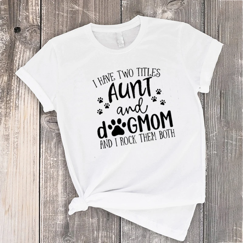 Aunt Mom Shirt New Dog Matching Family Outfits Mommy and Daughter Clothes Summer Woman Tshirts Print Black | Мать и ребенок