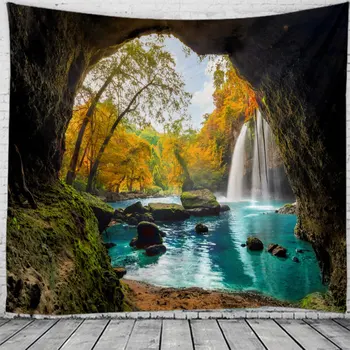 

Stone Cave In The Forest Tapestries Wall For Home Deco Living Room Bedroom Large Size