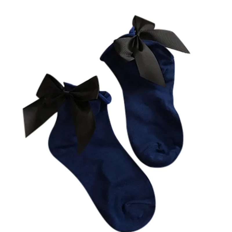 Женские модные носки harajuku уличный стиль хлопковые длиной до лодыжки носки с бантом элегантные L* 5 - Цвет: A