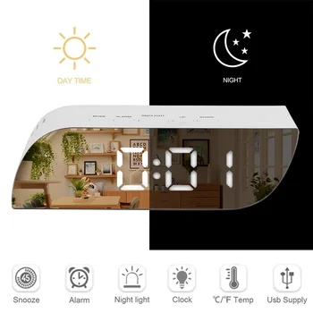 New digital mirror clock led alarm