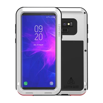 

LoveMei Heavy Duty Protection Armor Aluminum Metal Phone Case for Samsung Galaxy Note 9 Shockproof Dustproof Powerful Cover (Sil