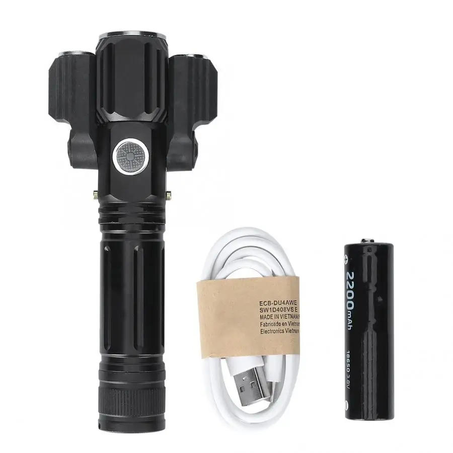 

Multi-function Waterproof LED 3 Head High Bright Long Range 18650 Battery Flashlight Cycling Torch