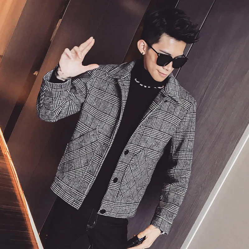 

2019 New Style British Style Wool Fashion Men's Casual Woolen Jacket Men's Short Coat