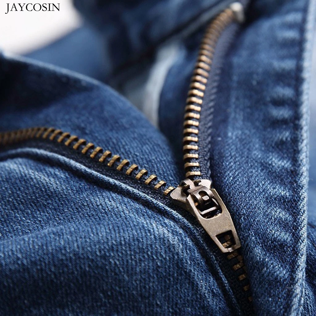 JAYCOSIN, Мужские штаны, одноцветные джинсы,, новая мода, узкие брюки-карандаш, сексуальные, повседневные, рваные, дизайн, уличная одежда, фитнес брюки