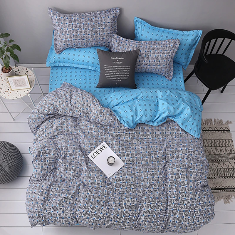 Home Textile Stripe Bedding Sets Polyester No Sheets 3pcs Comforter Queen Bedding Set Stitch Quilt Cover Pillowcase Bed Sets