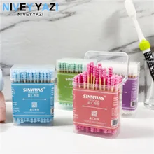 100pcs Bamboo Cotton Swab Wood Sticks Soft Cotton Buds Double Head Cotton Swab Nose Ears Cleaning Health Cosmetics Care Tools