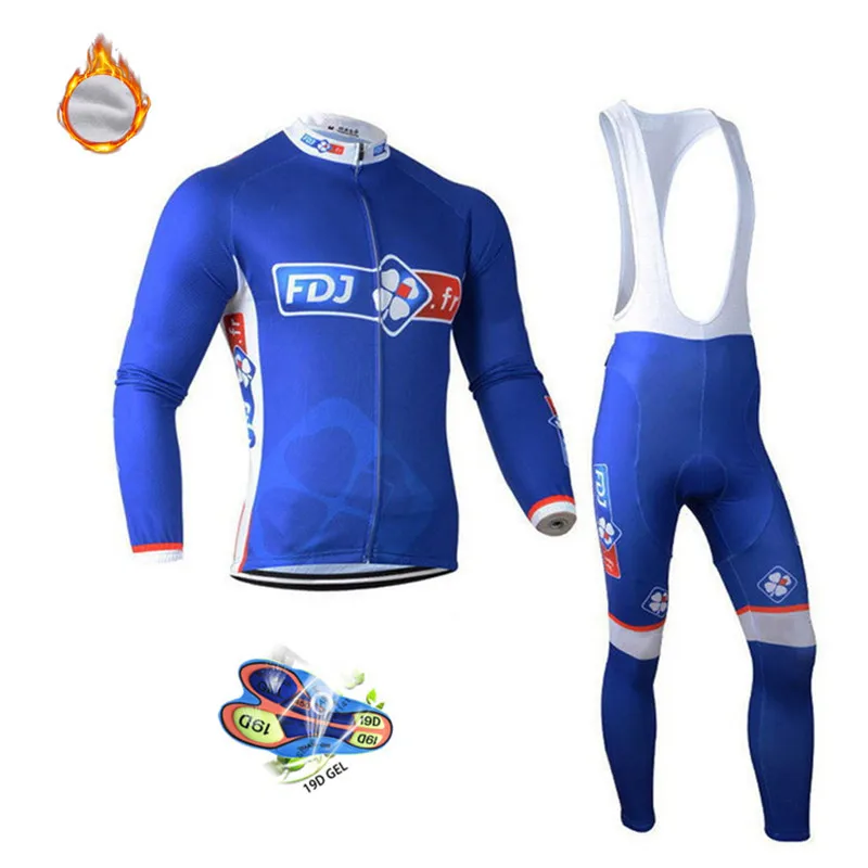 FDJ Pro Team зимний теплый флисовый костюм Джерси с длинным рукавом комбинезон Mtb Одежда для велоспорта Мужская одежда для езды на велосипеде