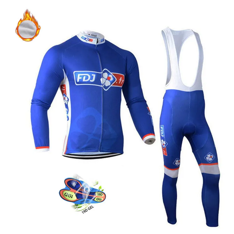 2020 FDJ Pro Team зимний термальный флисовый Трикотажный костюм с длинным рукавом