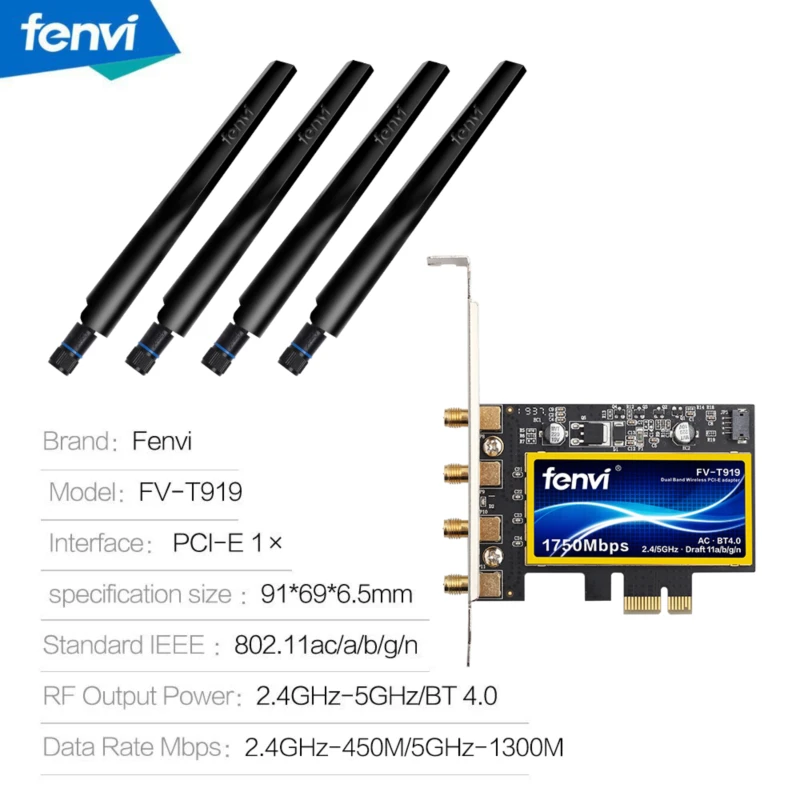 FV T919 1750Mbps Dual Band 802 11AC Desktop Wifi Adapter Broadcom BCM94360 Wireless Bluetooth 4 0 2