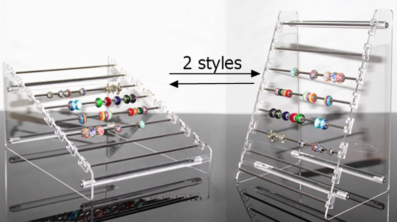 Acrylic Jewelry Display Stand Holder with Charm Rods for Rondelles Charms Earrings Pendant Trollbeads Spacers Storage Organizer