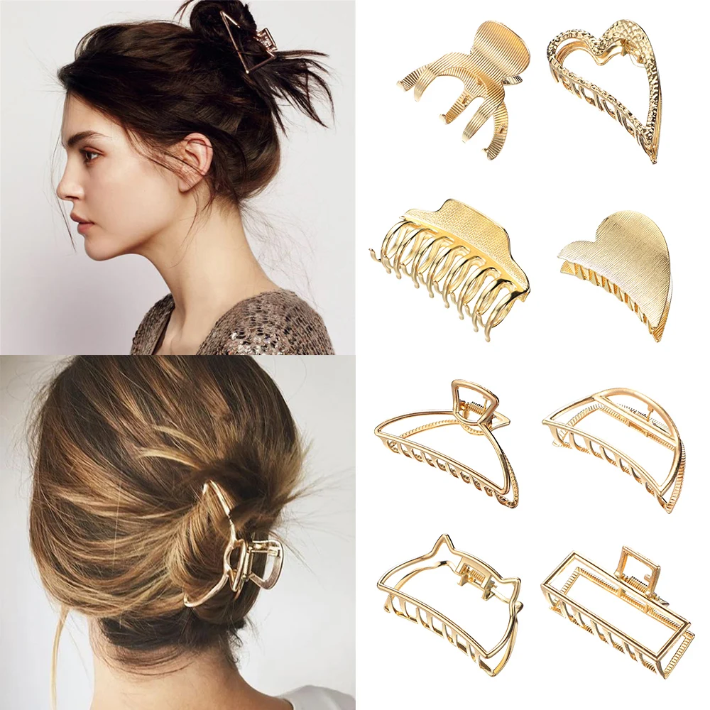 

1Pc Metal Hair Claws Clip Women Girl Simple Fashion Geometric Crab Barrette Hairpin Ponytail Hairgrips Hair Accessories Headwear