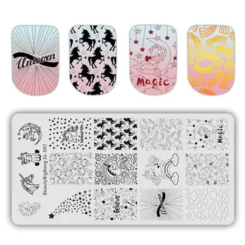

BeautyBigBang 6*12cm Rectangle Nail Stamping Plates Summer Flower Geometry Nail Art Stamp Template Image Plate Stencils