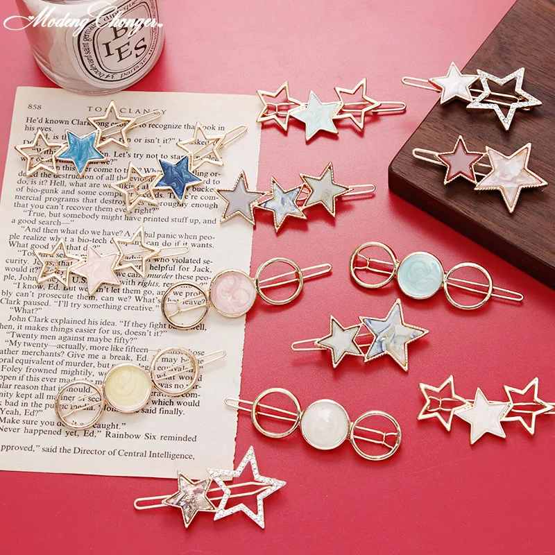 

New Fashion Cute Acetate Round Star Alloy Hair Clip Headwear Hair Ornament Headband Hairpin Barrette Fashion Hair Accessories