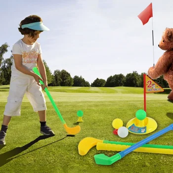 

Plastic Early Educational Kids Golf Toy Set, Golf Clubs, Practice Holes, Golf Tees, Flag, Outdoors Exercise Toy For Kid Boys And