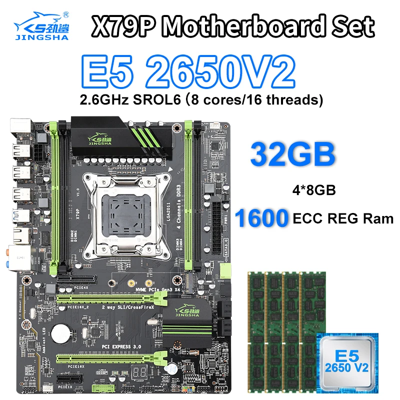^Cheap LGA 2011 X79P motherboard set Xeon E5 2650 V2 CPU 1600MHz DDR3 32GB ECC REG memory ATX USB3.0 SATA3 PCI-E NVME M.2 SSD ^Cheap LGA 2011 X79P motherboard set Xeon E5 2650 V2 CPU 1600MHz DDR3 32GB ECC REG memory ATX USB3.0 SATA3 PCI-E NVME M.2 SSD