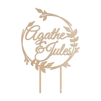 

Personalized Floral Cake Topper, Custom Wreath Wedding Cake Topper, Baby Shower Birthday Customized Name Cake Topper