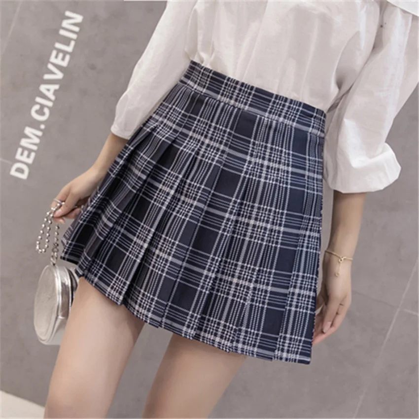 6Colors Korea Japanese Girls Pleated Skirts Student School Uniform Hight Waist A-Line Plaid Skirt Sexy JK Uniforms for Woman - Цвет: Color6