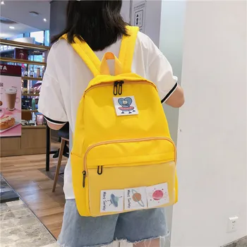 

Waterproof nylon Women Backpack Female Transparent Front-pocket Travel Backpack Detachable student schoolbag book Mochila
