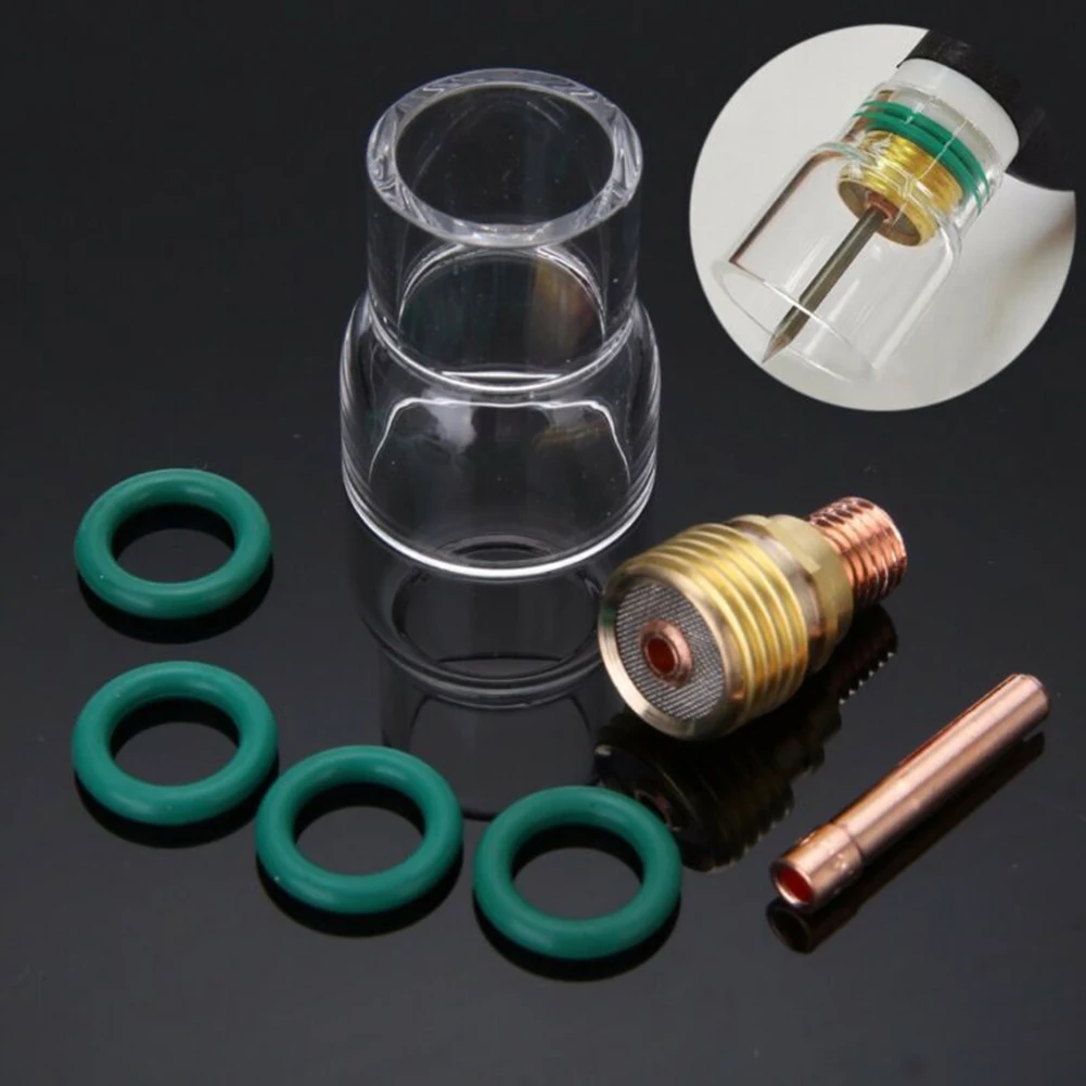 Pyrex Glass Cup Kit 7Pcs Collets Body Gas Lens Tig Welding Torch For WP-9/WP-20/WP-25 Welding Accessories O-rings automotive welding tools