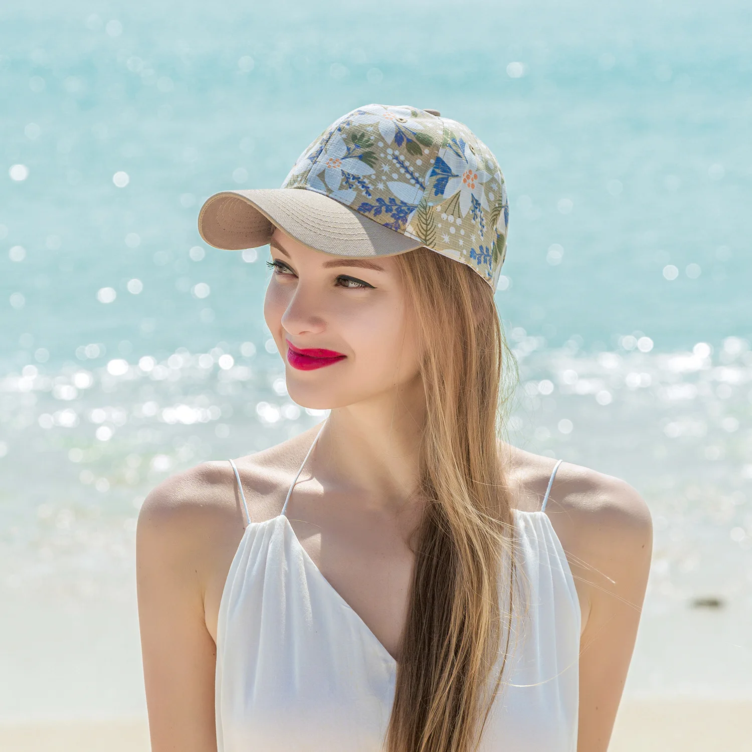 Women Baseball Cap Flower Print Adjustable Snapback Summer Fashion Outdoor Sun Visors Ladies Bonnet