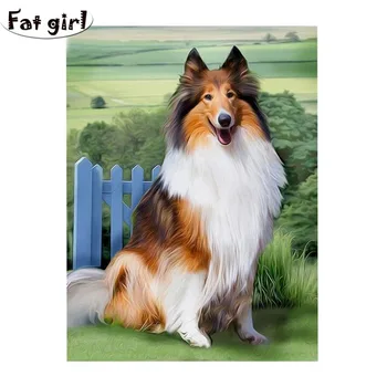 

diamond painting Smiley dog full square round 5D diy embroidery Decorative painting mosaic living room pictur