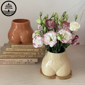 

BAO GUANG TA Ceramic Arts Girl Ass Vase Decor Human Body Statue Buttock Model Flower Pot Home Decoration Accessories Gift R5735