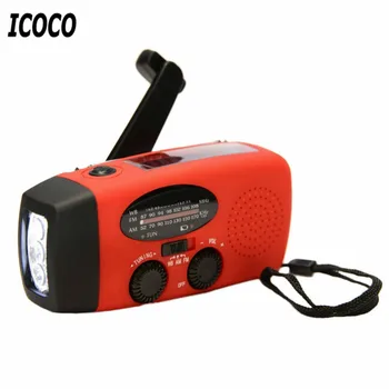 

3 in 1 Emergency Charger Flashlight Hand Crank Generator Wind up Solar Dynamo Powered FM/AM Radio Charger LED Flashlight
