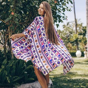 

Over Size Beach Cover up 2020 Quick Drying Loose Beachwear Sarong Beach Pareo Kaftan Robe de Plage Print Swimsuit Cover up