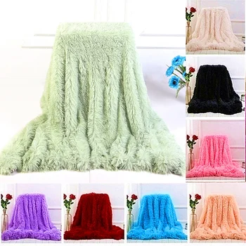 

Super Soft Faux Fur Plush Blanket Fleece Sofa Bed Decor Solid Color Fleece Blanket