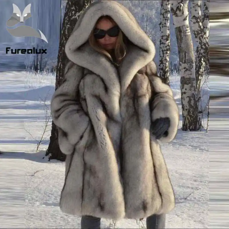 2020 шуба из натурального Лисьего меха с капюшоном женская меховая куртка зима