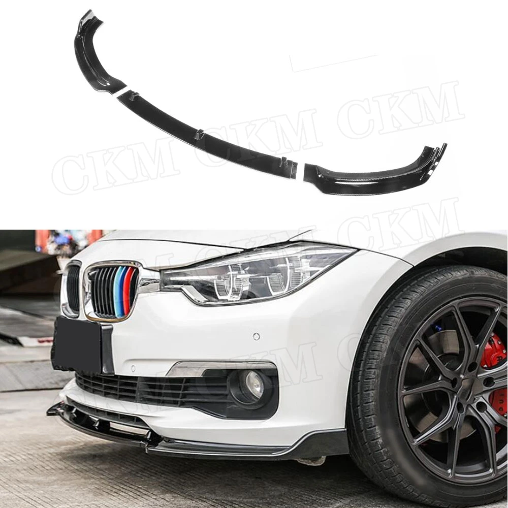 

3 PCS/Set ABS Front Lip Spoiler for BMW 3 Series F30 F35 Standard Bumper 2012-2018 Gloss Black Carbon Look Bumper Chin Guard