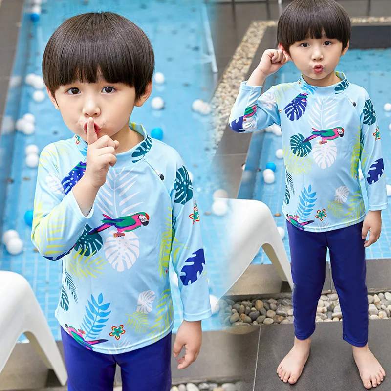 

Children Men And Women Children Split Type Big Boy Long Sleeve Trousers Sun-resistant Diving Suit Quick-Dry Baby Swim Bathing Su