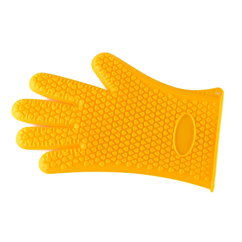 Силиконовые перчатки Кухня термостойкие перчатки Температура стойкие перчатки приготовление, Выпекание, барбекю печь перчатки Кухня аксессуары - Цвет: Yellow