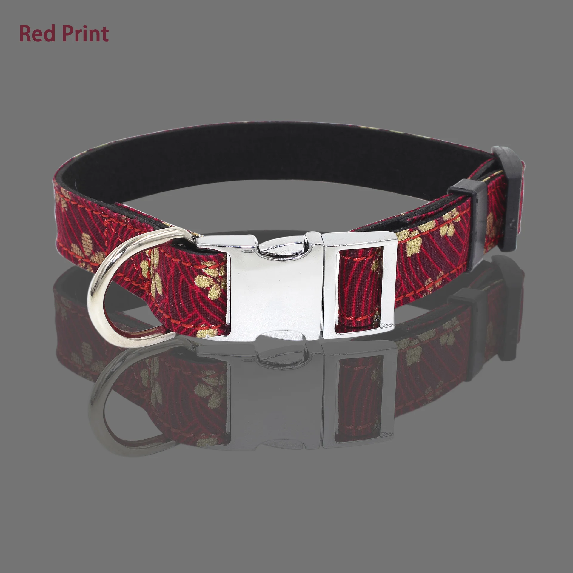 Red print Персонализированные лазерные Выгравированные идентификационные бирки для питомцев, именные таблички для щенков, кошек, ID Ошейники, регулируемые для средних и больших собак, нейлоновый ошейник для собак - Цвет: Red print